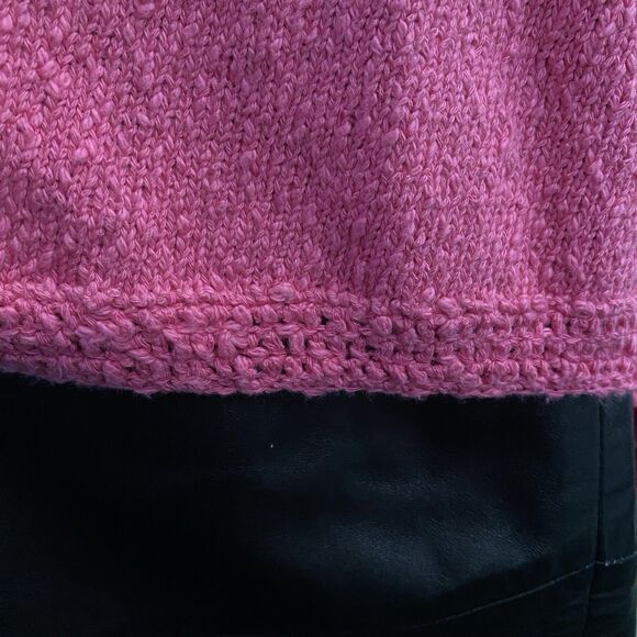 Vtg Cardigan Sweater Pink Fringe Mother Of Pearl Barbiecore Coquette feminine L - Picture 12 of 14